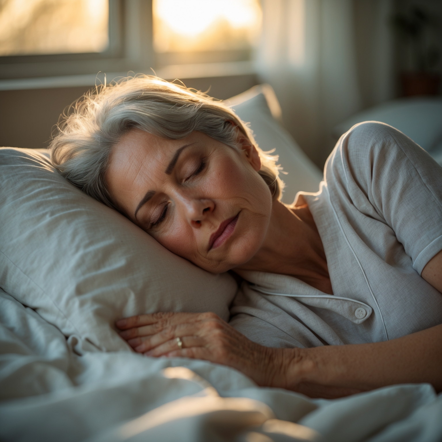 Woman sleeping peacefully after using Arialief